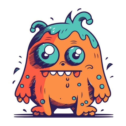 Funny cartoon monster. Vector illustration of cute monster with