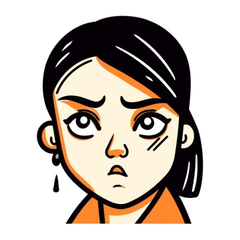 Sad woman looking at the camera. vector illustration in cartoon