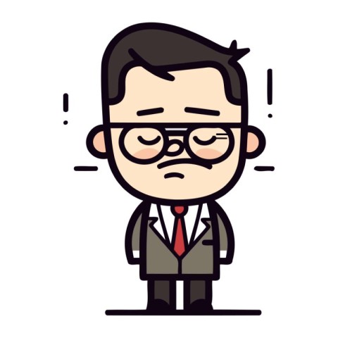 Sad Businessman Cartoon Character Wearing Glasses   Vector Illus