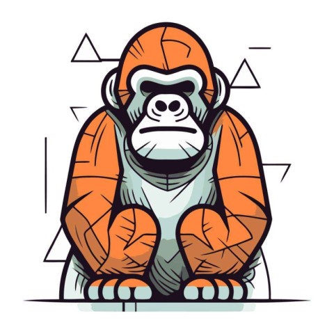 Vector illustration of an angry gorilla in a flat style. Isolate