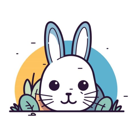 Cute bunny with eggs. Vector illustration. Flat style design.