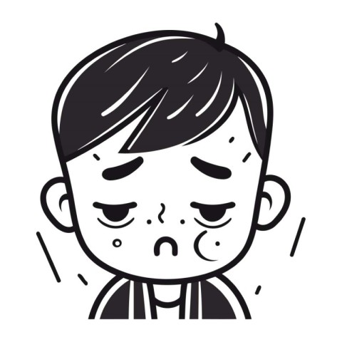 Crying boy face. Vector illustration in doodle style.