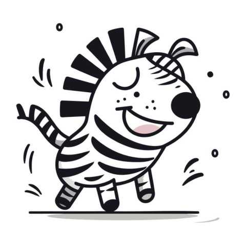 Zebra cartoon character vector illustration. Cute zebra doodle.