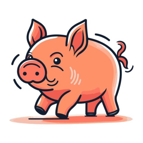 Piggy bank vector illustration. Cute cartoon pig character.