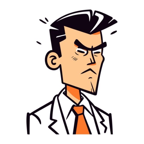 Vector illustration of a man in a suit with a headache. migraine