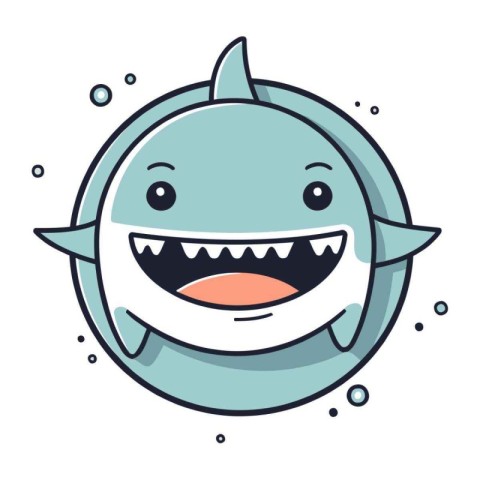 Cute cartoon shark icon. Vector illustration in a flat style.