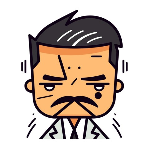 Angry man cartoon character vector illustration. Emotional face