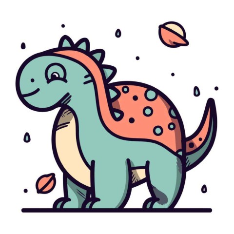 Cute cartoon dinosaur. Vector illustration for childrens colorin