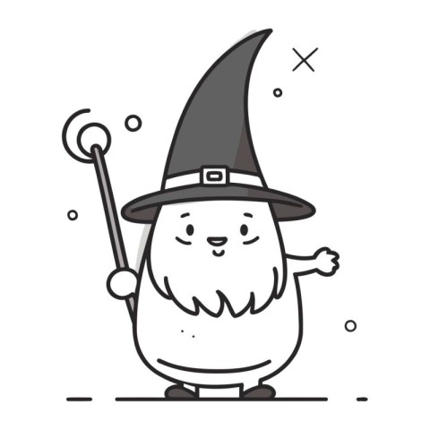 Cartoon wizard. Cute wizard. Vector illustration. Cute wizard.