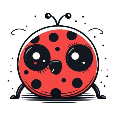 Cute cartoon ladybug. Vector illustration isolated on white back