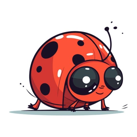 Cute cartoon ladybug isolated on white background. Vector illust