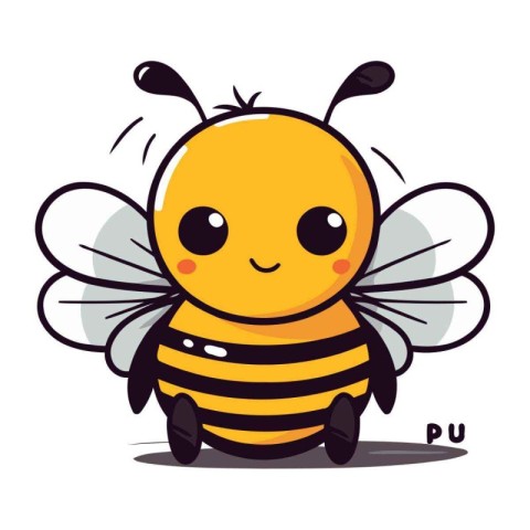 Cute cartoon bee. Vector illustration. Isolated on white backgro