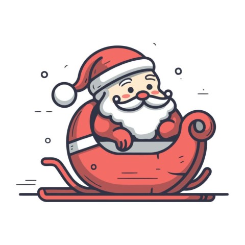 Santa Claus sitting in sleigh. Christmas and New Year vector ill