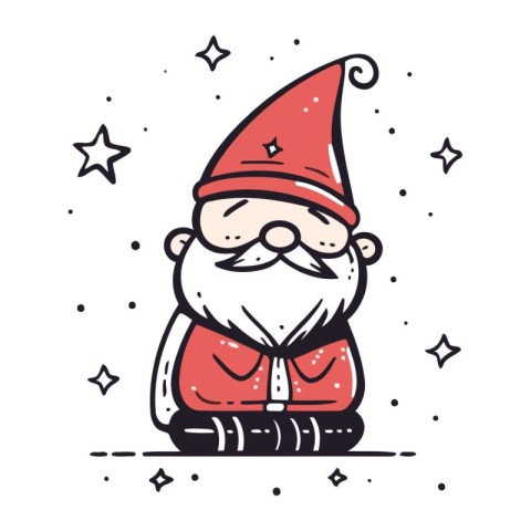 Christmas greeting card with Santa Claus. Vector illustration in