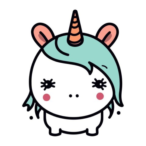 cute little unicorn with horn kawaii character vector illustrati