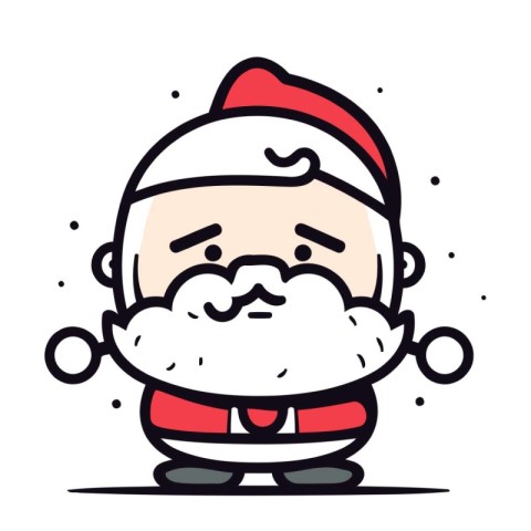 Cartoon Santa Claus with a mustache and beard. Vector illustrati