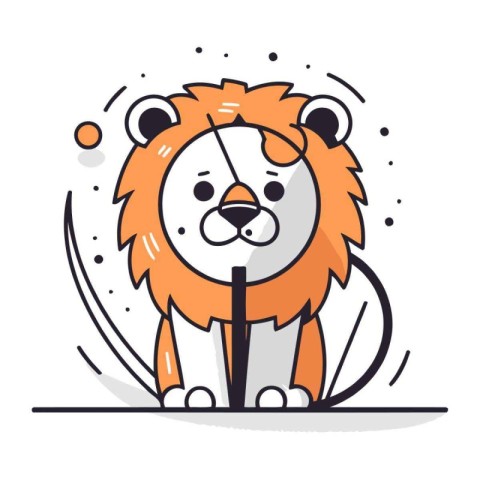 Cute lion. Vector illustration in flat cartoon style. Isolated o