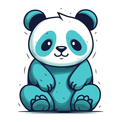 Cute cartoon panda bear. Vector illustration isolated on white b