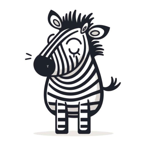 Zebra vector illustration on white background. Cute cartoon anim