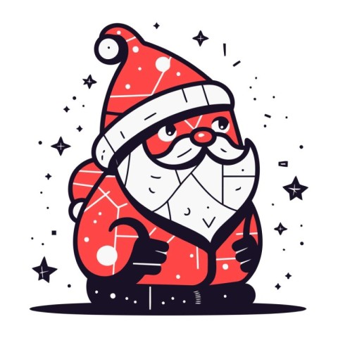 Santa Claus. Hand drawn vector illustration in doodle style.