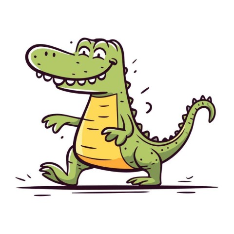 Crocodile cartoon vector illustration. Cute crocodile character