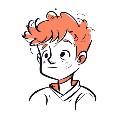 Vector illustration of a boy in a white shirt with a red hair.