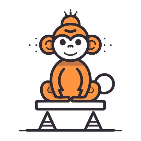 Monkey flat line icon. Vector illustration of a monkey sitting o