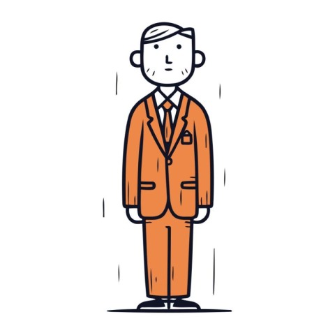 Vector illustration of a man in an orange suit. Cartoon characte