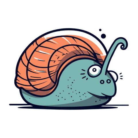 Cute cartoon snail. Vector illustration isolated on a white back