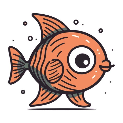 Cute cartoon fish. Vector illustration isolated on white backgro