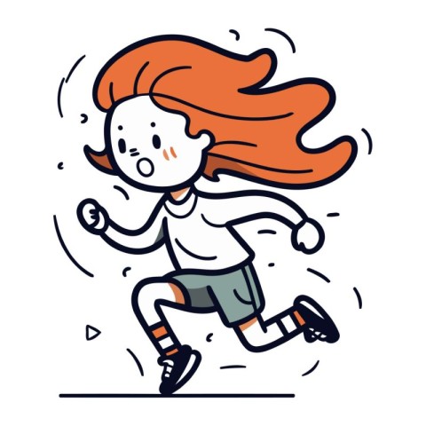 Running girl. Vector illustration of a girl running in a hurry.