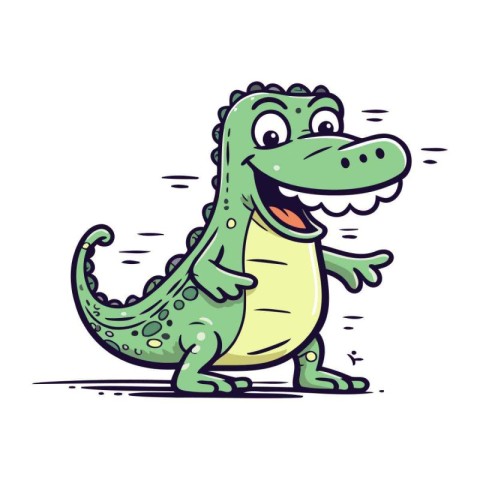 Cute cartoon crocodile. Vector illustration isolated on white ba