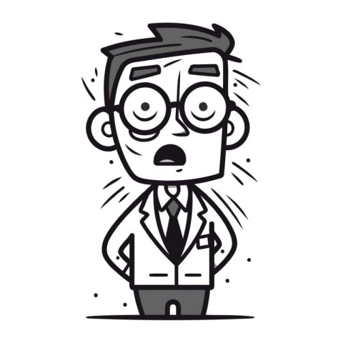 illustration of a businessman with glasses and a surprised expre