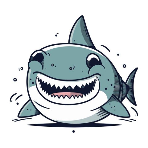 Vector illustration of a happy shark. Isolated on white backgrou