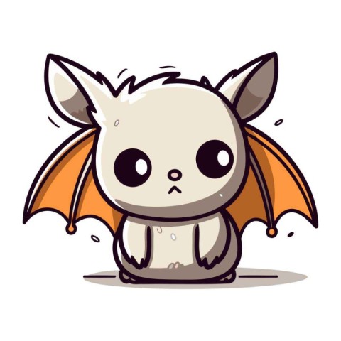 Cute cartoon bat. Vector illustration isolated on a white backgr