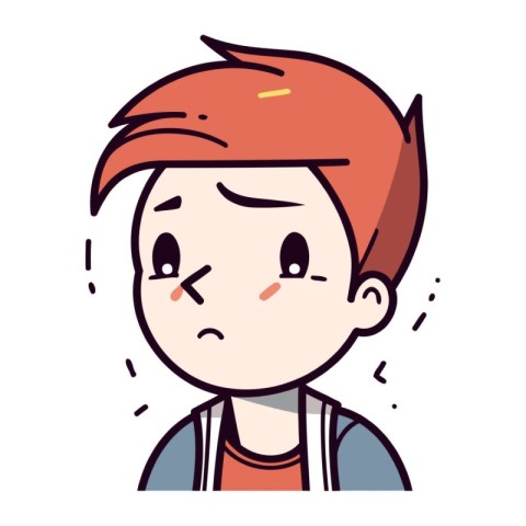 Illustration of a boy with a sad expression on his face.