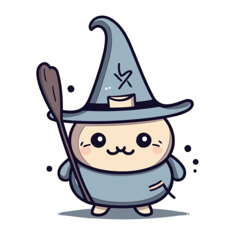 Cute Witch Mascot Character Vector Illustration. Cute Witch Char