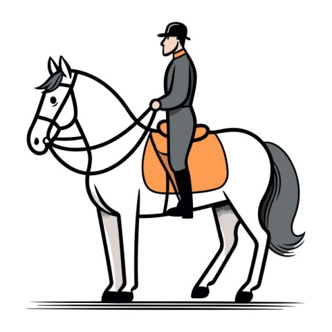 Horseman riding a horse. equestrian sport. vector illustration