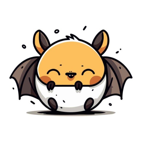 Cute little bat. Vector illustration. Isolated on white backgrou