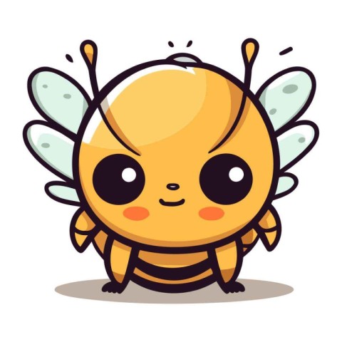 Cute Bee Cartoon Mascot Character Design Vector Illustration.