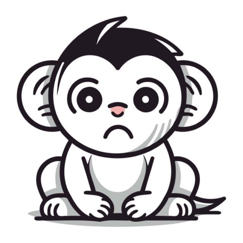 Cute Monkey Cartoon Mascot Character Vector Illustration Isolate