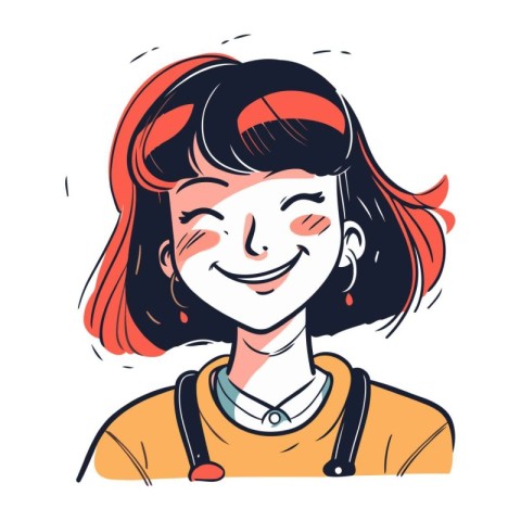 Smiling young woman. Hand drawn vector illustration in sketch st