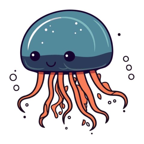 Cute cartoon jellyfish. Vector illustration isolated on white ba