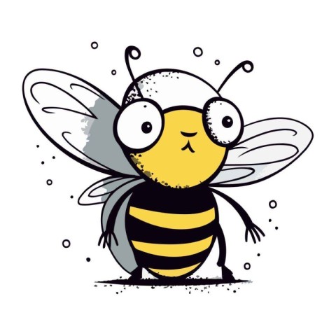 Cute cartoon bee. Vector illustration isolated on a white backgr