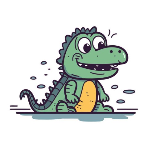 Cute cartoon crocodile on white background. Vector illustration