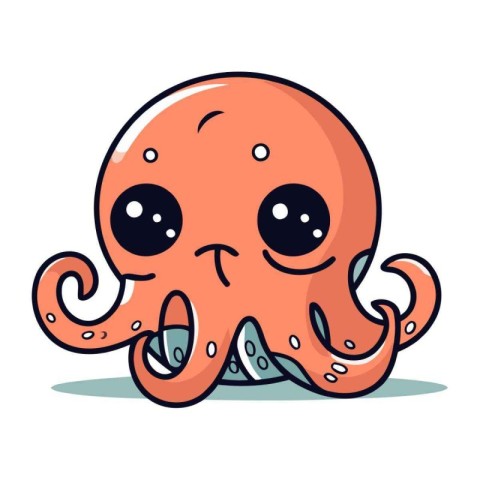 Cute cartoon octopus. Vector illustration isolated on white back