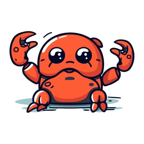 Cute cartoon crab. Vector illustration. Isolated on white backgr