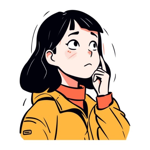 Illustration of a young woman in a coat talking on the phone