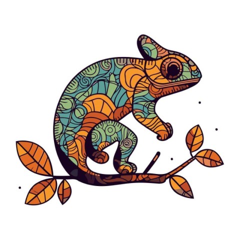 Chameleon. Zentangle. Hand drawn vector illustration.