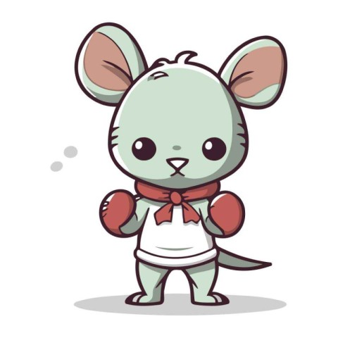 Cute little mouse cartoon character. Vector illustration of a cu